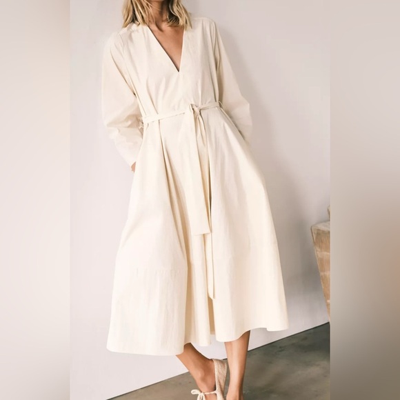 Zara midi dress with belt ZW collection - Picture 1 of 4